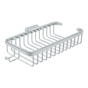 Shallow Rectangular Wire Basket with Hook by Deltana -  - Polished Chrome - New York Hardware
