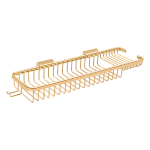 Wire Basket with Shallow Rectangular Shelf and Hook by Deltana - 17-3/4" - PVD Polished Brass - New York Hardware