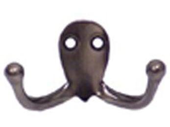 Solid Brass Double Hook - Pewter - New York Hardware Online