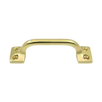 Front Mounted Squared Cabinet Pull, 4" - Polished Brass - New York Hardware Online