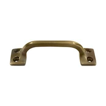Front Mounted Squared Cabinet Pull, 4" - Antique Brass - New York Hardware Online