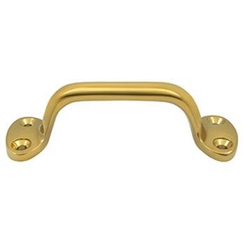 Front Mounted Rounded Cabinet Pull, 6" - PVD - Polished Brass - New York Hardware Online