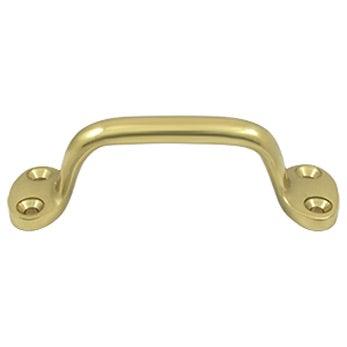 Front Mounted Rounded Cabinet Pull, 6" - Polished Brass - New York Hardware Online