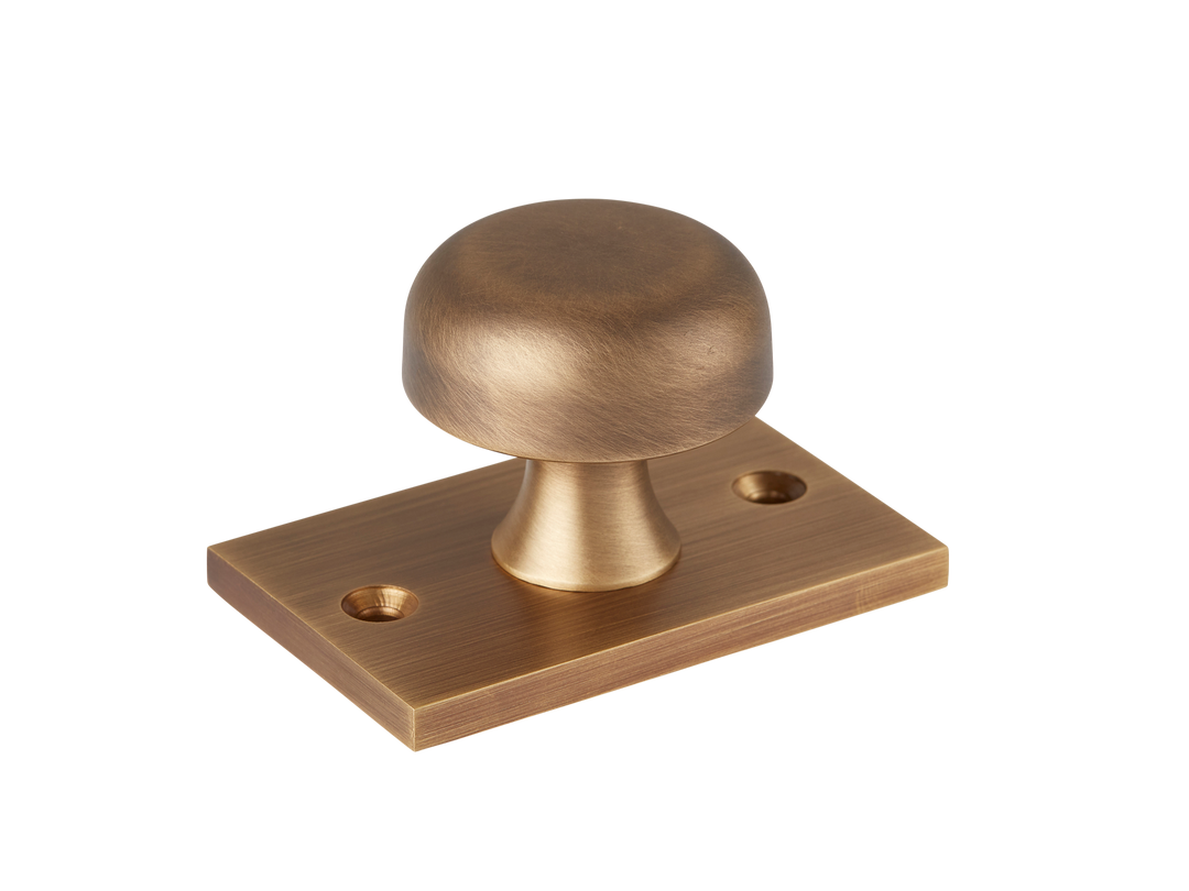 Washwood Cabinet Knob with Backplate by Armac Martin - 35mm - Satin Nickel Plate