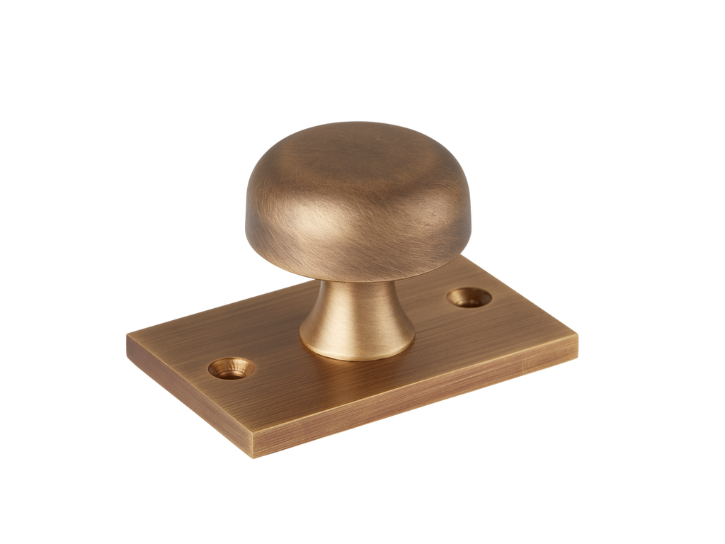 Washwood Cabinet Knob with Backplate by Armac Martin - 35mm - Satin Nickel Plate