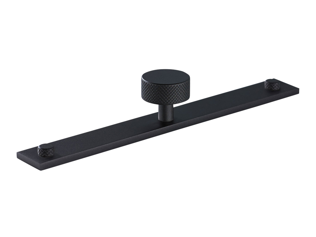 MIX Diamond Knurled Cabinet Knob & Backplate by Armac Martin - 128mm - Matt Black Lacquered