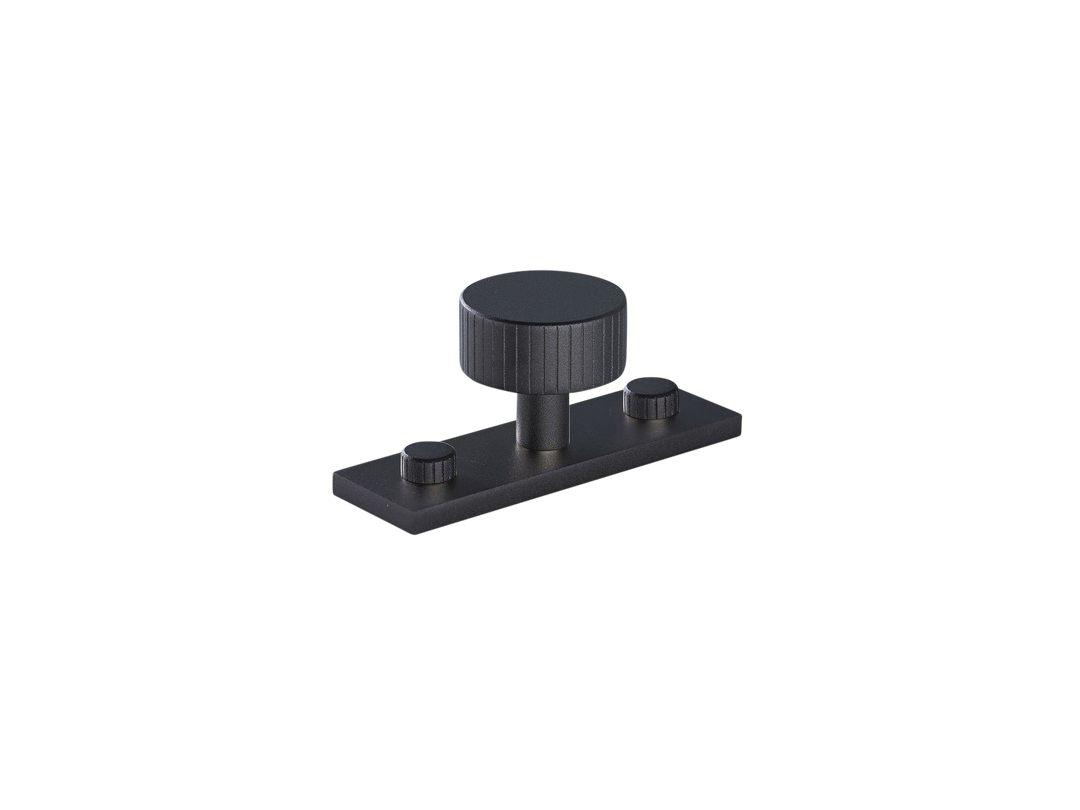 MIX Straight Knurled Cabinet Knob & Backplate by Armac Martin - 54mm - Matt White Lacquered
