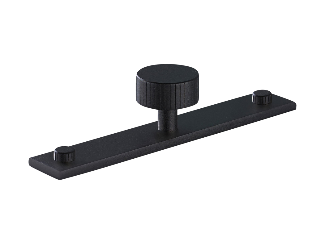 MIX Straight Knurled Cabinet Knob & Backplate by Armac Martin - 128mm - Matt White Lacquered