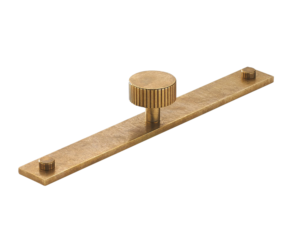 MIX Straight Knurled Cabinet Knob & Backplate by Armac Martin - 192mm - Satin Chrome Plate
