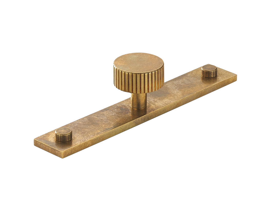 MIX Straight Knurled Cabinet Knob & Backplate by Armac Martin - 128mm - Satin Chrome Plate