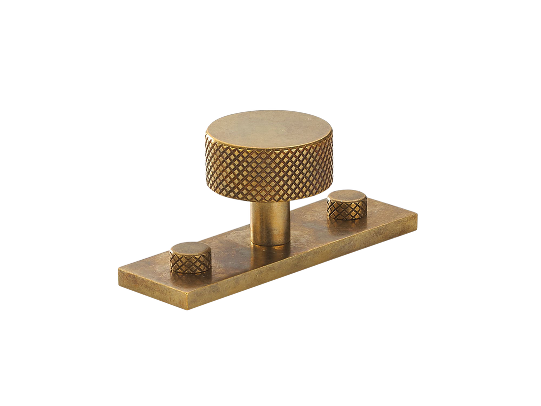 MIX Diamond Knurled Cabinet Knob & Backplate by Armac Martin - 54mm - Burnished Brass