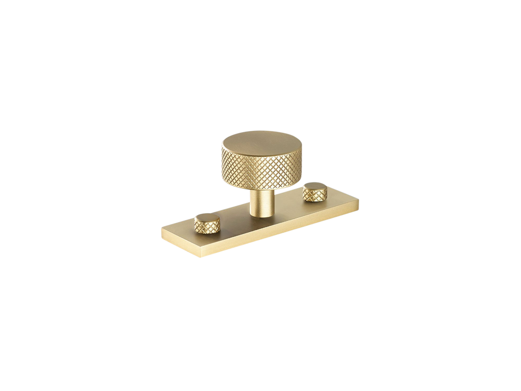 MIX Diamond Knurled Cabinet Knob & Backplate by Armac Martin - 54mm - Satin Brass Satin lacquered