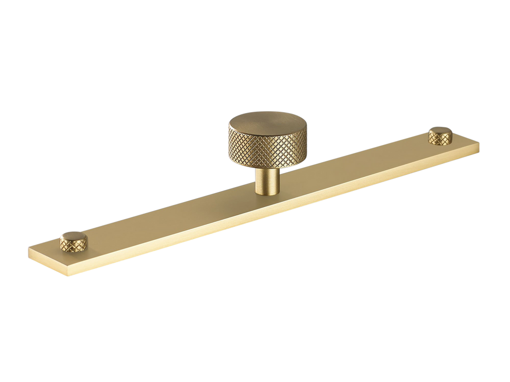 MIX Diamond Knurled Cabinet Knob & Backplate by Armac Martin - 192mm - Satin Brass Satin lacquered