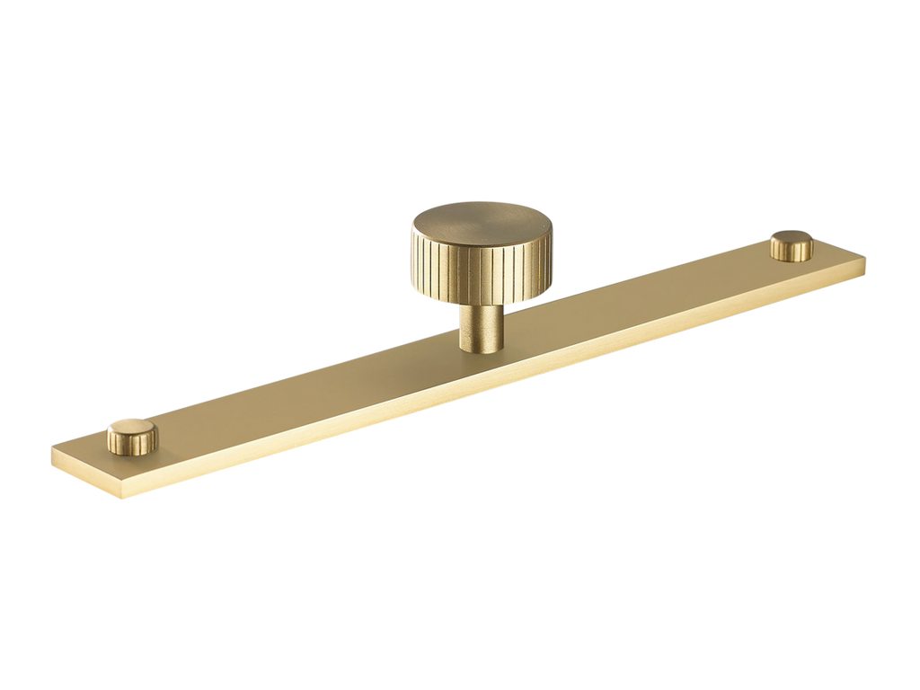 MIX Straight Knurled Cabinet Knob & Backplate by Armac Martin - 192mm - Satin Brass Satin lacquered