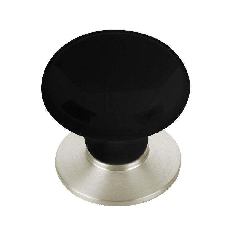 Ebony Porcelain Knob by Emtek Hardware - 1-3/8" - Satin Nickel - New York Hardware