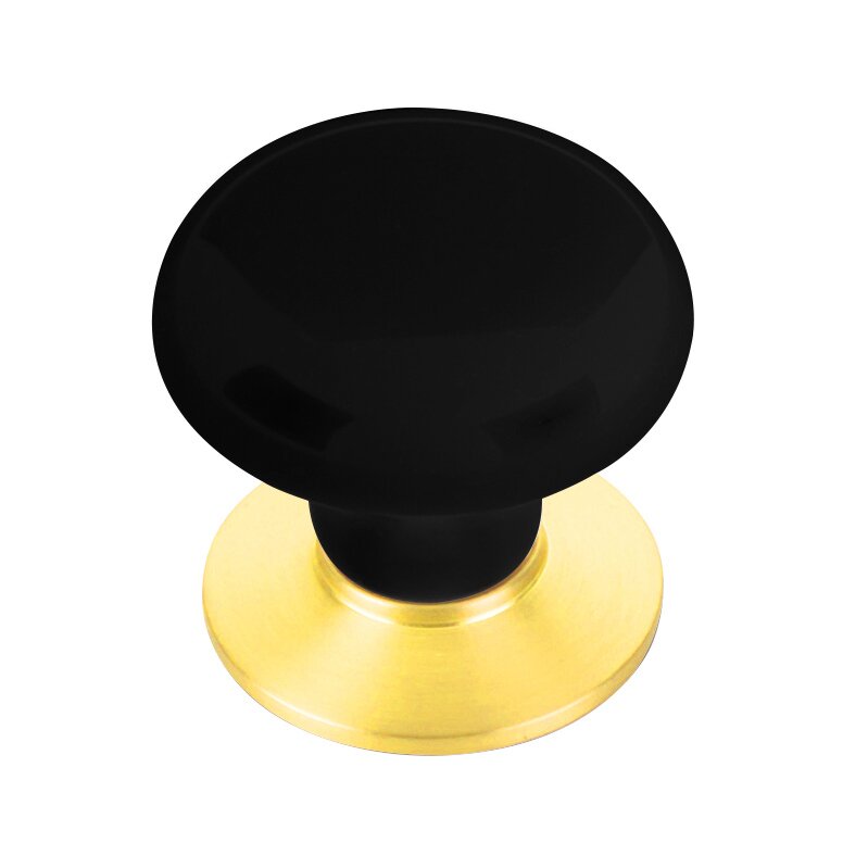 Ebony Porcelain Knob by Emtek Hardware - 1-3/8" - Unlacquered Brass - New York Hardware