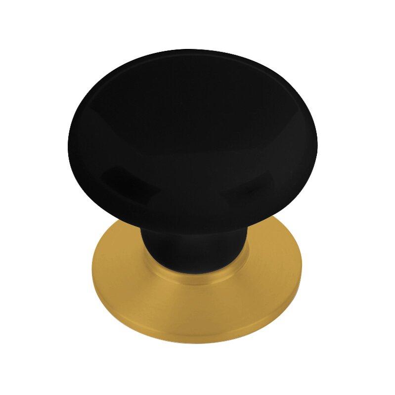 Ebony Porcelain Knob by Emtek Hardware - 1-3/8" - French Antique Brass - New York Hardware