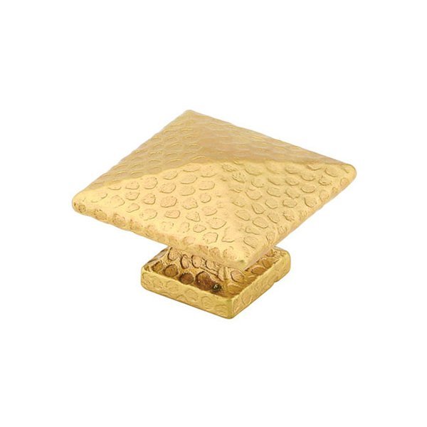 Square Dimpled Knob by Emtek Hardware - 1" - Satin Brass - New York Hardware