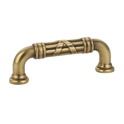 Ribbon & Reed Estate Pull by Emtek Hardware - 3" - French Antique Brass - New York Hardware