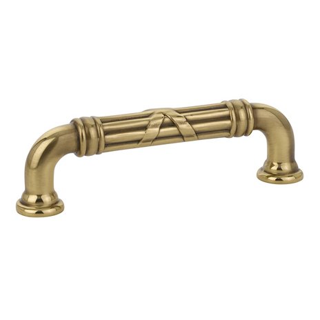 Ribbon & Reed Estate Pull by Emtek Hardware - 3-1/2" - French Antique Brass - New York Hardware