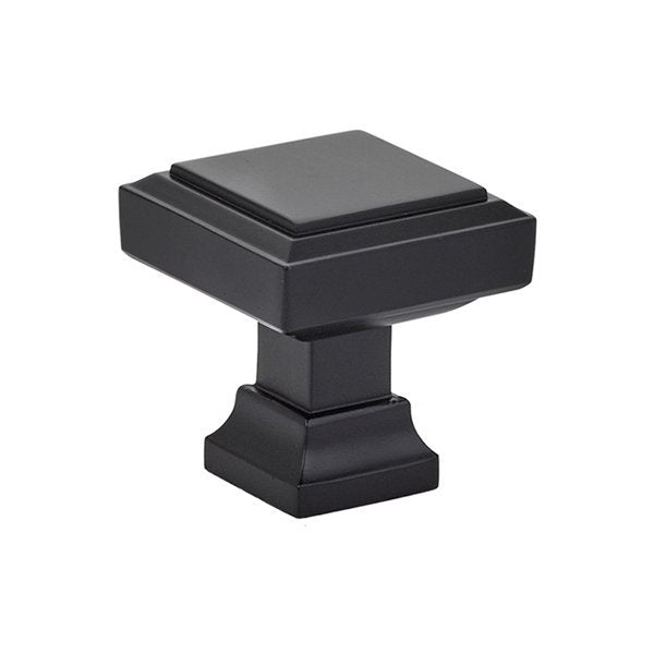 Geometric Square Knob by Emtek Hardware - 1-1/4" - Flat Black - New York Hardware