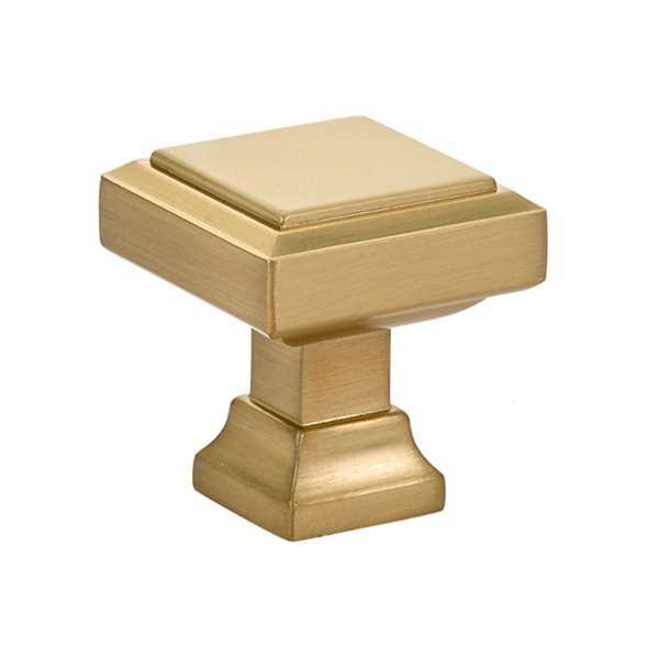 Geometric Square Knob by Emtek Hardware - 1-1/4" - Satin Brass - New York Hardware