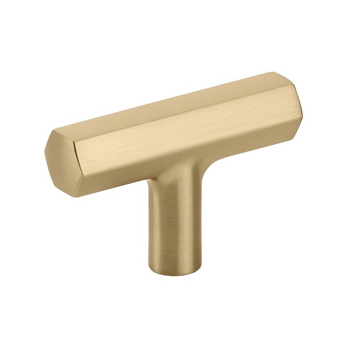 Mod Hex T Knob by Emtek Hardware - 2" - Satin Brass - New York Hardware
