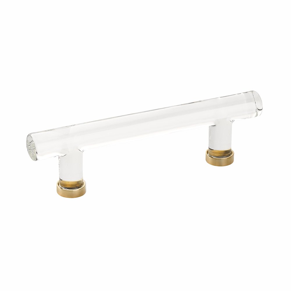 Crystal Bar Pull by Emtek Hardware - 4" - Unlacquered Brass - New York Hardware