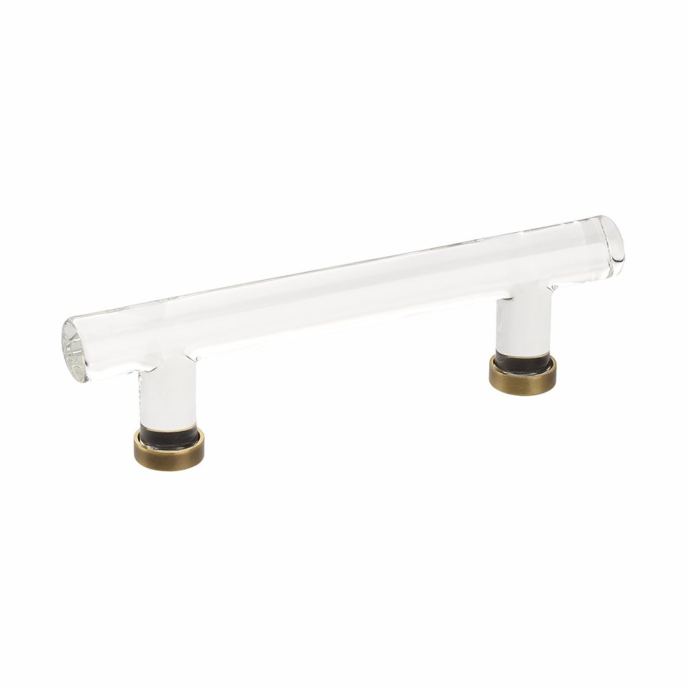 Crystal Bar Pull by Emtek Hardware - 4" - French Antique Brass - New York Hardware