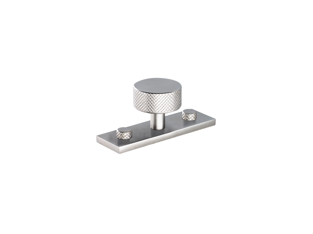 MIX Diamond Knurled Cabinet Knob & Backplate by Armac Martin - 54mm - Satin Nickel Plate