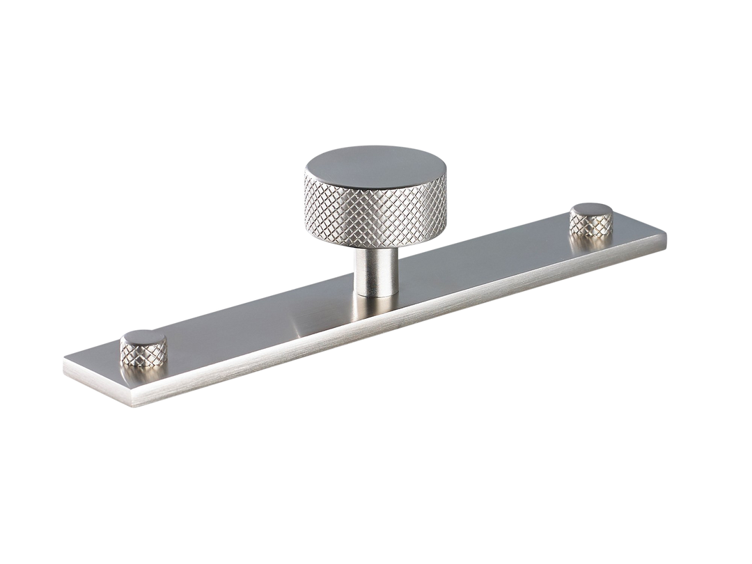 MIX Diamond Knurled Cabinet Knob & Backplate by Armac Martin - 128mm - Satin Nickel Plate