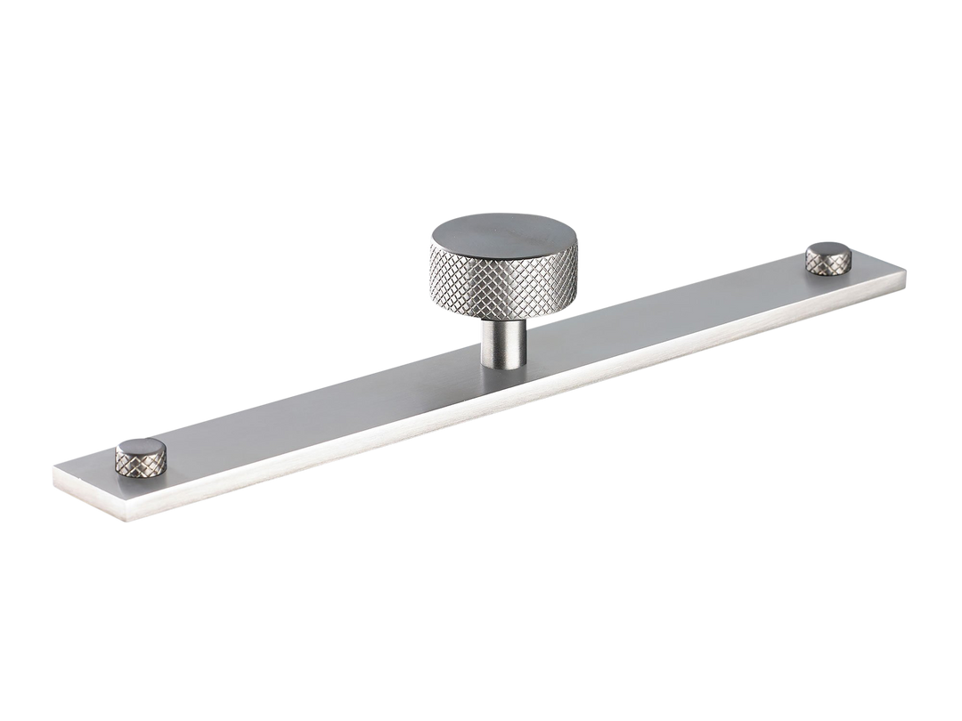 MIX Diamond Knurled Cabinet Knob & Backplate by Armac Martin - 192mm - Satin Nickel Plate