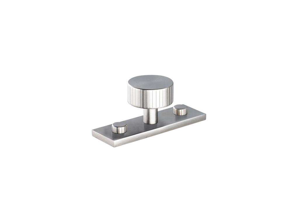 MIX Straight Knurled Cabinet Knob & Backplate by Armac Martin - 54mm - Satin Nickel Plate