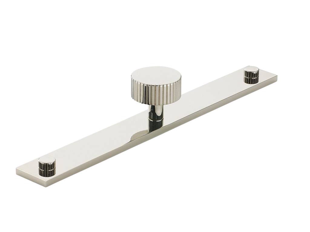 MIX Straight Knurled Cabinet Knob & Backplate by Armac Martin - 192mm - Polished Nickel Plate