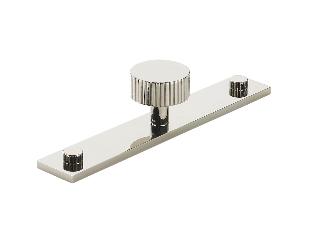 MIX Straight Knurled Cabinet Knob & Backplate by Armac Martin - 128mm - Polished Nickel Plate