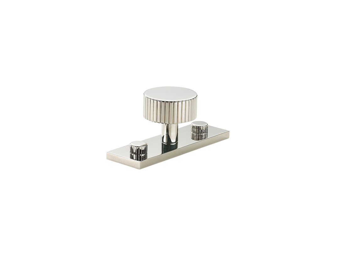 MIX Straight Knurled Cabinet Knob & Backplate by Armac Martin - 54mm - Polished Nickel Plate