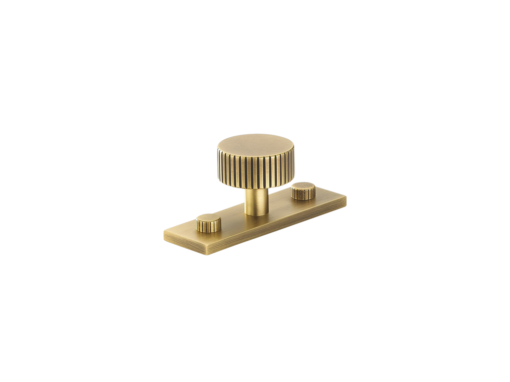 MIX Straight Knurled Cabinet Knob & Backplate by Armac Martin - 54mm - Satin Antique Satin Lacquered